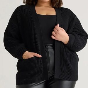 QUINCE 100% organic cotton oversized cardigan black open size medium